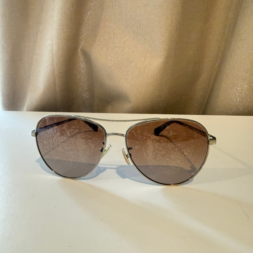 Coach HC7099P Aviator Sunglasses Shiny Gold Brown Gradient 58mm 900513